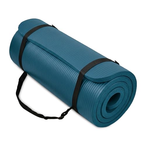 BalanceFrom 1-inch Thick 71x24 Inches Extra Thick Exercise Yoga Mat - color: Navy Blue