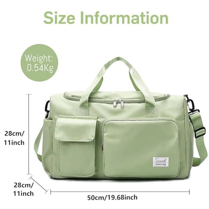 Suruid Gym Bag with Shoe Compartment, Sports Duffle Bag for Women, Green - color: Green