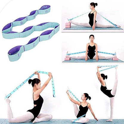 Stretch Straps, Yoga Elastic Stretching Strap with Adjustable 11 Loops | Fitness Leg Stretch Band, Flexibility Trainer Equipment, Resistance Stretch Assist Belt, for Physical Therapy, Pilates Ballet