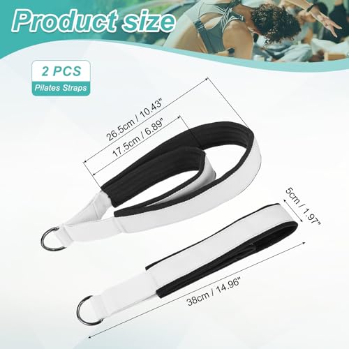 Pilates Double Loop Strap, D-Ring Padded Fitness Strap Pilates Handle Exercise - color: White