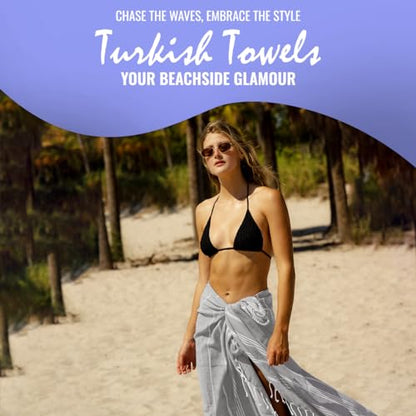 Beach Towel 100% Cotton Turkish Beach Towel Adult 38x70 Inch Pre-washed Absorbent Extra Large|Sand Free Quick Dry BathTowels|Lightweight Blanket|Travel Cruise Camping Spa Gym Yoga Towel|Dapple Grey - color: Silver Grey