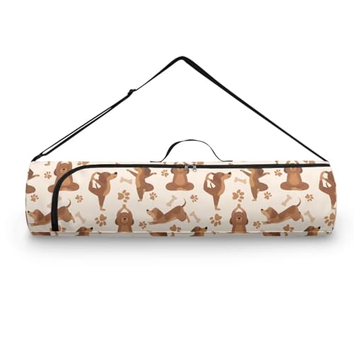 Yoga Mat Bag Portable Yoga Mat Holder with Adjustable Strap Lighweight Gym Tote Bag with Handle - color: Cute Yoga Dog