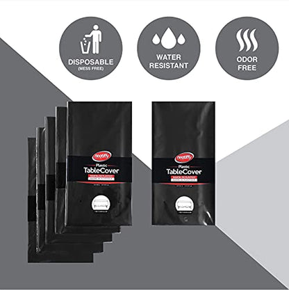 Neatiffy 54 x 108 Inch 6 Pack Rectangle Plastic Table Cloth Picnic/Camping/Party/Banquet Table Cover. Disposable/Reusable Tablecloths -Black - color: Black