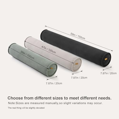 Long Round Body Pillow for Adults – Corduroy Cervical Roll Bolster Pillow, Firm Support for Spine Alignment & Side Sleeping,39 x 7.87 Inches,Lamp Black - color: Lamp Black, size: 39"x7.87"