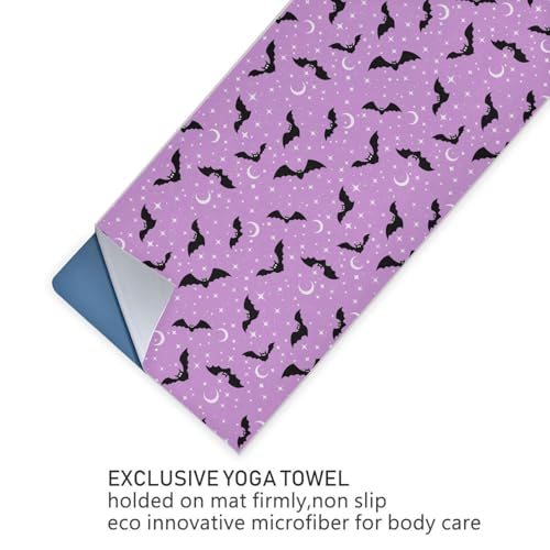 Yoga Mat Towel Halloween Bats Moons, 73" x 27" - color: Halloween Bats Moons