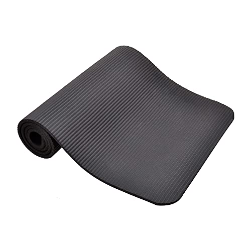 Fitvids All Purpose 1/2-Inch Extra Thick High Density Anti-Tear Exercise Yoga Mat and Knee Pad with Carrying Strap, Multiple Colors - color: Black