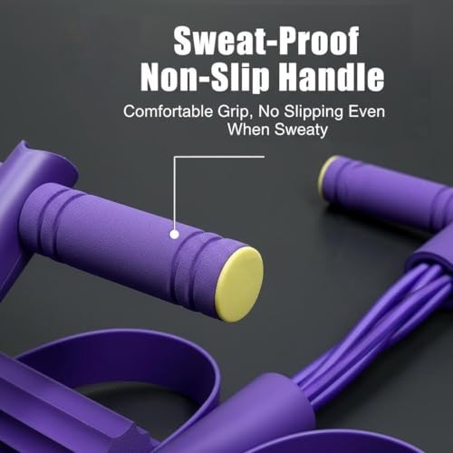 Pedal Resistance Bands with Handles for Home Work Out - color: Purple