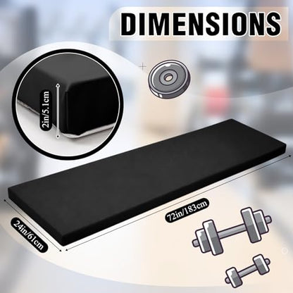 Lyrow 2 Inch Thick Yoga Mat 72x24 with Carry Strap Foam - color: Black