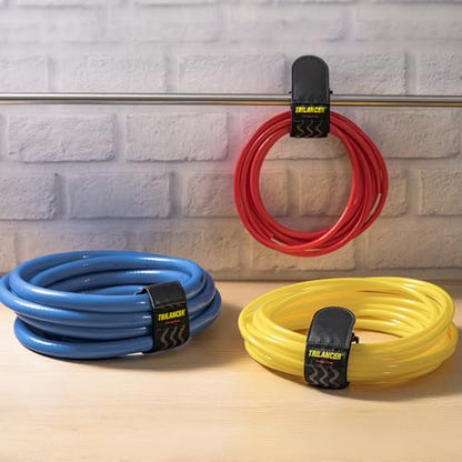 Trilancer Elastic Cinch Straps with Anti-Slip Strips, 12'' x 2'' (8 Pack) | Heavy Duty Multipurpose Hook and Loop Straps for Extension Cords, Cables, Ropes, Hoses, Bikes, Pant Garters - size: 12"(8 pcs)