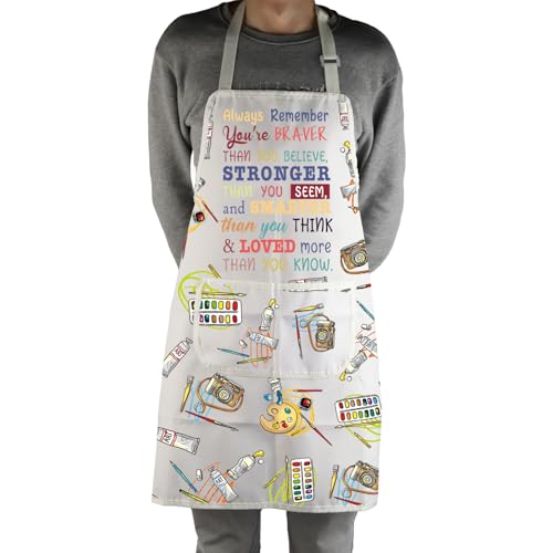 MBMSO Painting Artist Apron with Pockets Artist Painter Gifts Art Lover Gift for Art Teacher Student Painter Apron Waterproof - color: Braver Art Apron