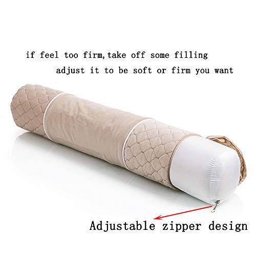 ALIBO Neck Roll Bolster Pillow 18.9" x3.9" Bed Sleeping Pillow Firm cylinderical Pillow with Washable Cover Cervical Pain Relief Head Rest Supports,Non Allergic Tube Pillow - color: Pink