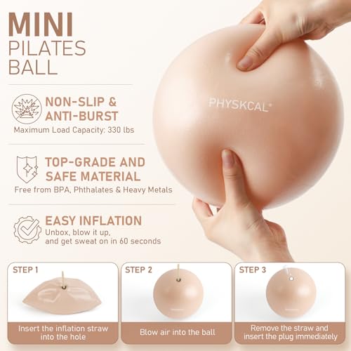 PhysKcal Pilates Kit, 15-Inch Pilates Ring with 1x Pilates Ball & 5X Bands | Aesthetic Home Pilates Equipment Set, Essential Kit for Beginners in Minimalist Style. Comes in Premium Packaging - color: Nude