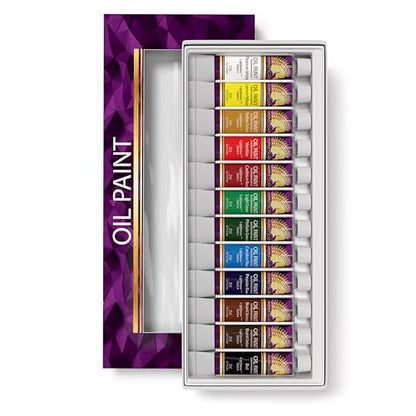 MyArtscape Oil Paint Set - 12 x 21ml Artist Oil Paint Tubes | Rich pigment oil paint set with smooth blending glossy finish and excellent coverage for canvas painting