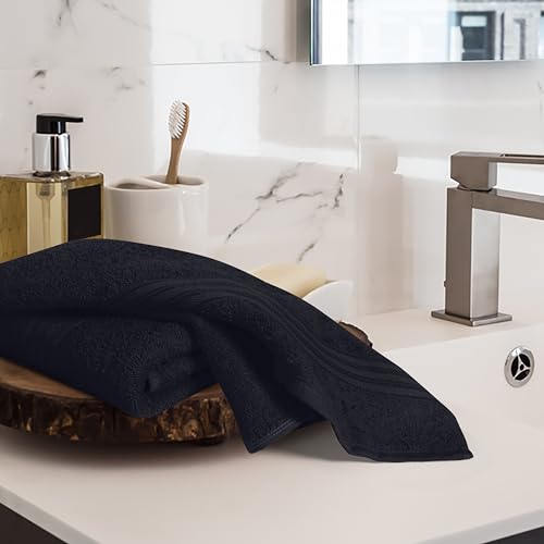 BOUTIQUO Ultra Soft Cotton 6 -Piece Hand Towel Set 16x24 Inch, Ideal for use in Bathroom, Kitchen, Gym, Spa & General Cleaning, Compact & Lightweight Multi Purpose Hand Towels - Black - color: Black, size: Hand Towel - Set of 6