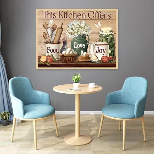 JFYHAB Kitchen Diamond Art Kits for Adults, Food Diamond Painting Kits for Adults Beginners, DIY 5D Diamond Painting with Round Gem Art Kits for Adults for Gift Home Wall Decor 12x16 Inch