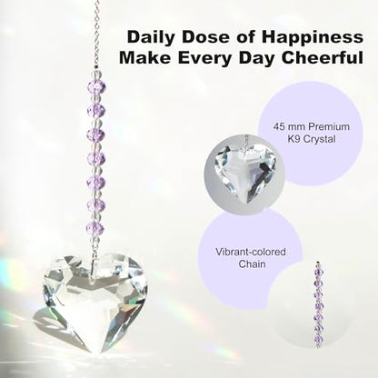 Celebrating You Rainbow Maker, Birthday Gifts for Women, Friendship Gifts | Matching Gift Card, Gift Box & Bag | Crystal Heart Suncatcher | Brighten Every Day with Rainbows | Sweet Lavender - color: Sweet Lavender