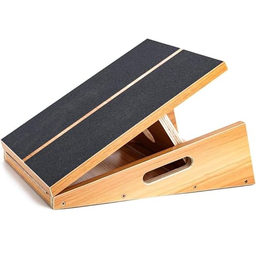 Professional Adjustable Wooden Slant Board, 5 Angle Incline Board for Calf Stretching, Squat Wedge & Ankle Mobility, Non-Slip Portable Exercise Board for Home Gym