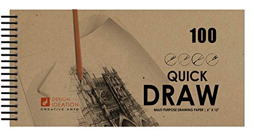 Design Ideation Quick Draw Book : Multi-Media Paper Drawing Book for Pencil, Ink, Marker and Charcoal. Great for Art, Design and Education. Ideal for Quick Drawing. Made in The USA. (6" x 12") (2)