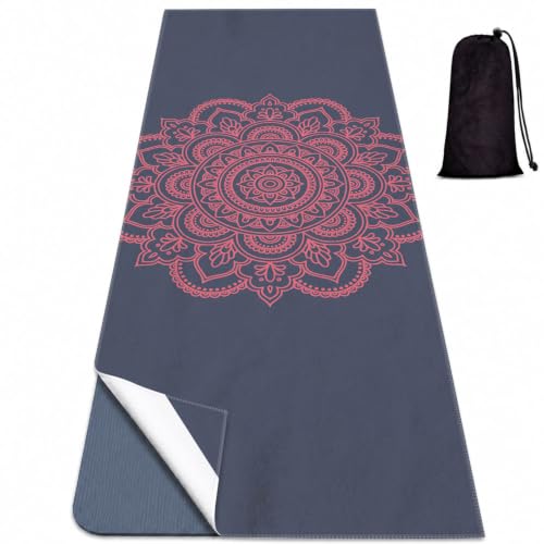 Yoga Mat Towel, Hot Yoga Non Slip with 4 Corner Pockets, 70 x 26 in | Soft Absorbent Microfiber With Four Corner Pockets, Fits Over Yoga Mats For Hot Yoga, Pilates, Gym, And Travel - color: Blue Flower-05, size: Small