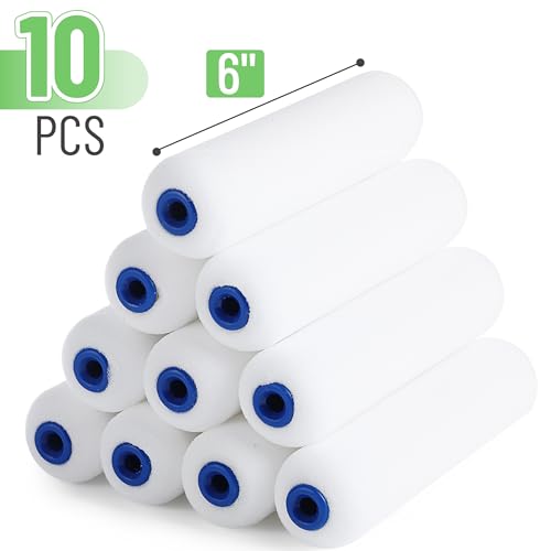 Bates- Foam Paint Roller Covers, 6", 10 Pack, White, High Density Foam Roller Paint - size: 10 Pack