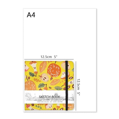 5" x 5" Hardcover Sketch Book,58 Sheets Small Mixed Media Pocket Sketch Pad | PU Cover,150 GSM Acid Free Artist Drawing Paper,Travel Journal Blank Notebook for Adults Sketching,Illustration. - color: 150gsm Cloth-fruit pit