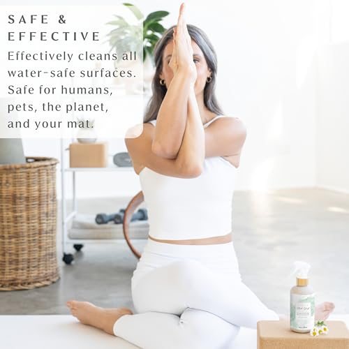 Organic Yoga Mat Cleaner Spray | 8oz Spring Mint with Microfiber Cloth | Made in the USA | Safely and Effectively Cleans All Mats and Pilates + Yoga Accessories