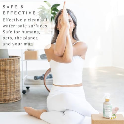 Organic Yoga Mat Cleaner Spray | 8oz Spring Mint with Microfiber Cloth | Made in the USA | Safely and Effectively Cleans All Mats and Pilates + Yoga Accessories