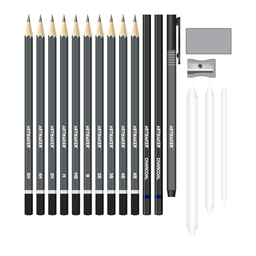 Hinkler Art Maker: Drawing Techniques - Complete Studio Starter Kit, Instruction Book, Sketchbook, Graphite Pencils, Charcoal Pencils, Tools & Supplies, Adult