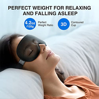 YFONG Weighted Sleep Mask for Women Men, 3D Light Blocking Eye Mask, Gray - color: Gray