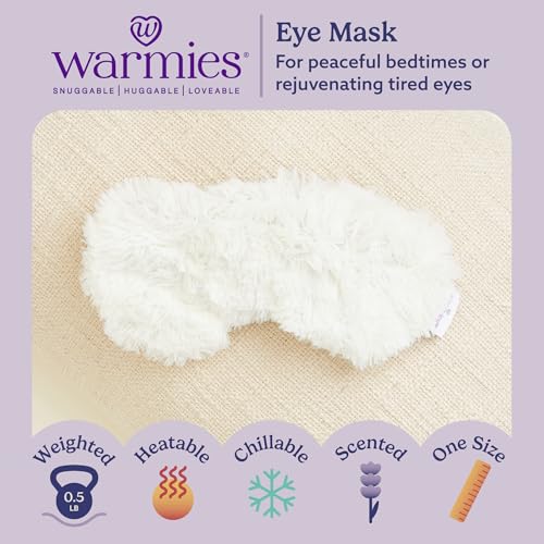 warmies Microwavable Eye Mask, Weighted Sleep Mask, French Lavender, Cream - color: Cream