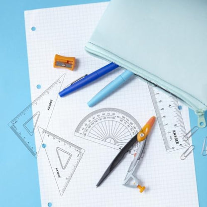 Triangular Ruler Set, 4PCS Geometry Set, Professional Drafting Tools | 6 Inch Straight Ruler, Geometric Protector, 2 Triangle Rulers for Students, School, Office, Engineering, Drafting, Drawing