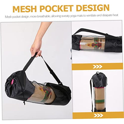 Kisangel Yoga Mat Mesh Bag Adjustable Shoulder Strap Yoga Mat Carrier Breathable Storage Bag for 35.43 X 9.84 in Mats 2-Pack