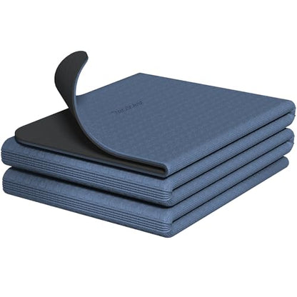 Readaeer Double Color Yoga Mat - 72"x24"x0.24" (6mm),Non-Slip TPE Exercise Mat - color: Blue & Black