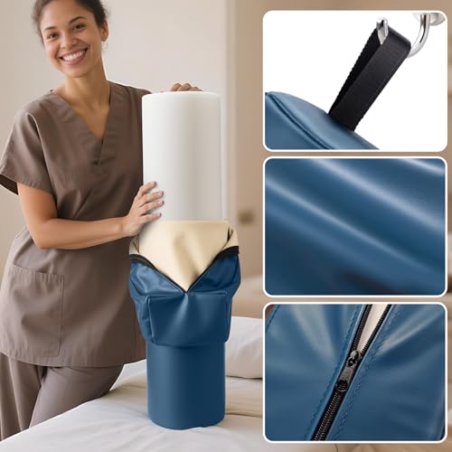 3/4 Round Massage Bolster, PU Leather Bolster Pillow for Legs, Blue | 26x6x6 inch Leg Bolster for Massage Table with Strap Handle, Physical Therapy Bolsters Under Back Knee Ankles Pain Relief - color: 3/4 Round - Blue