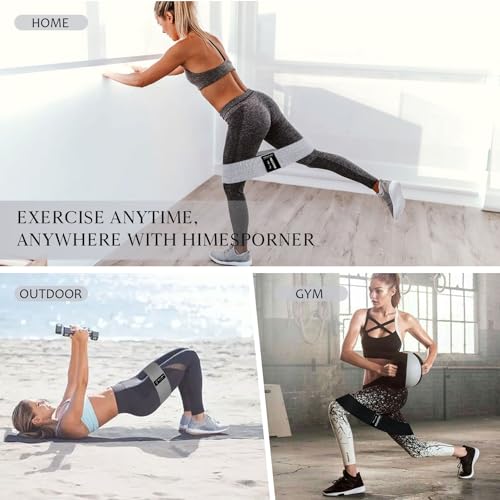 HIMESPORNER Wide Fabric Resistance Bands for Working Out 3 Level - color: Grey and Black