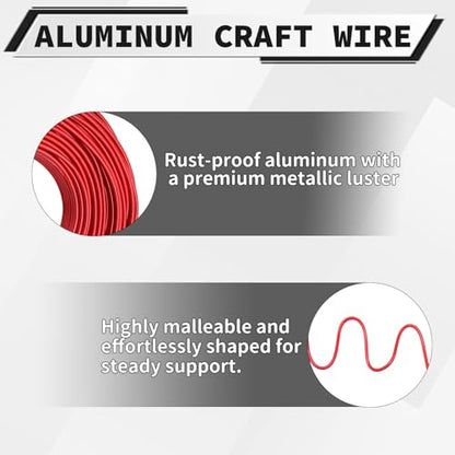 12 Gauge Aluminum Craft Wire, 100 Feet 2mm Bendable Metal Wire for Jewelry Making, Sculpting and Floral Design, Soft Armature Wire for DIY Crafts (Red) - size: 12 Gauge(2mm), style: Red