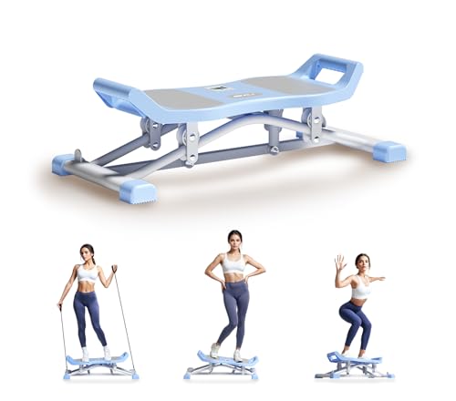 6-in-1 Wobble & Slide Machine, 330 lbs Capacity Fitness Stepper for Full Body Workout, Low Impact Aerobic Equipment with Resistance Bands & LCD Monitor, Fat Burning & Shaping for Home Gym