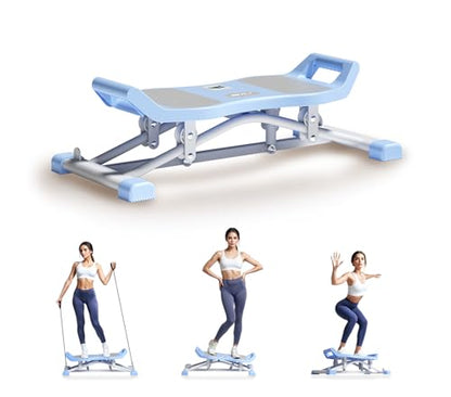 6-in-1 Wobble & Slide Machine, 330 lbs Capacity Fitness Stepper for Full Body Workout, Low Impact Aerobic Equipment with Resistance Bands & LCD Monitor, Fat Burning & Shaping for Home Gym