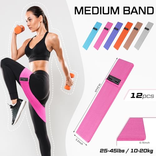 Lenwen 12 Pcs Fabric Resistance Bands Bulk - color: Lively