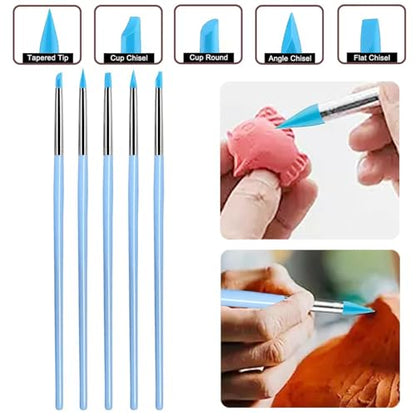 20Pcs Silicone Sculpting Tools, Colorful Clay Sculpting Tools, Multi-Shape Silicone Brushes, Pottery Modeling Tools for Polymer Clay, Ceramics, Nail Art, Fondant & Craft DIY - color: Mix