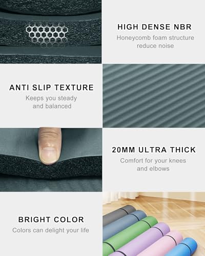 YR Large Exercise Mat 78.7"L x 51"W 20mm Thick Workout Mats for Home Gym - color: Greyblue