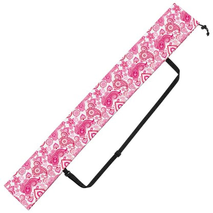 35 Inch Pink Printed Mahjong Mat Carrying Bag with Strap Canvas Drawstring Mahjong Holder Bag for Yoga Mats Board Games Travel Storage