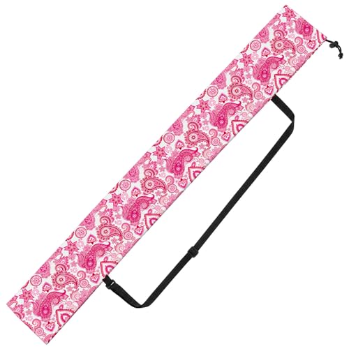35 Inch Pink Printed Mahjong Mat Carrying Bag with Strap Canvas Drawstring Mahjong Holder Bag for Yoga Mats Board Games Travel Storage