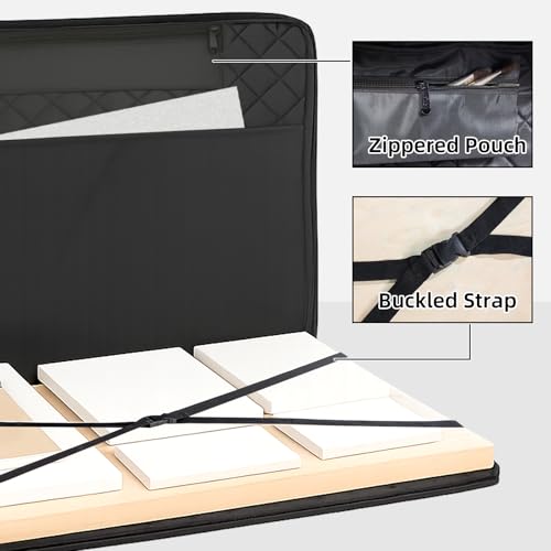 JJRING 18x24 Quilting Canvas Art Portfolio Case Bag, Black | Lightweight Portable Storage Case For Posters, Artwork, Drawing & Sketching Boards - size: 18*24