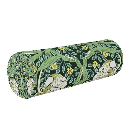 Neck Roll Pillow Bolster Pillow Round Health Memory Foam Long Cervical Roll Cylinder Bolster Body Pillow with Removable Washable Cover Bolster Pillow for Bed Legs Back Yoga Willam Morris Green - color: Flower 26