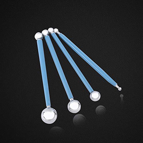 Walfront 4 Pcs Modeling Ball Tools Double Ended 8 Ball Stainless Steel Dotting Modeling Tools Clay Indentation DIY Ceramics Pottery Carving Tool Embossing Sculpting Set