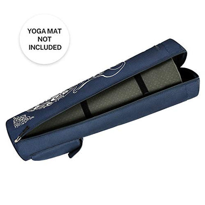 Gonex Yoga Mat Bag, Full-Zip Mat Carrier | 600D Oxford Fabric, Wet Pocket, Front Zip Pocket, Adjustable Strap, Fits Mats up to 26" - color: Dark Blue