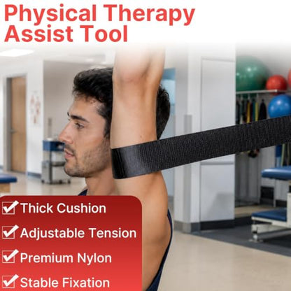 Mobilization Belt - Physical Therapy Belt Strap, Adjustable Mobilization Band Pt Strap with Thick Pad for Rehabilitation Yoga Leg Hip Exercise Seatbelts Stretching Mobility & Gym Techniques (Black) - color: Black