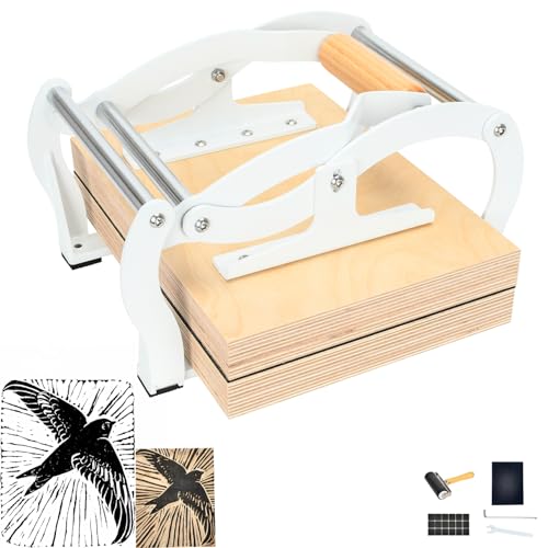 TOPOWN Linocut Printing Hand Lever Press Machine, Linocut Press Machine | A4, White, For Linocut/Woodcut/Rubber Relief, Adjustable Print Thickness, Suitable for Beginners and Studios, Well-Built - color: White