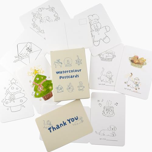 CuppaClip Watercolor Postcards 30 Sheets 4x6 Water Coloring Cards 140lb/300gsm 100% Cotton Watercolor Paper Blank Art Cards for Painting, Mailing, Invitations, Greeting Cards (Coloring)